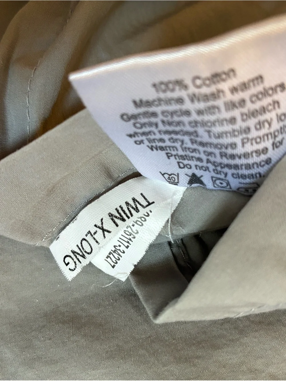 The Company Store XL Twin Light Gray Cotton Duvet Cover Ivory Comforter Std Sham